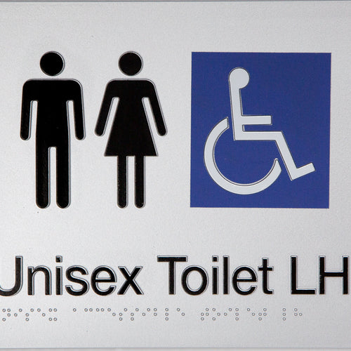 Unisex Toilet LH Braille Sign (Silver/Black) - IMG 2