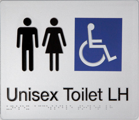 Unisex Accessible Toilet Sign (Silver/Black)