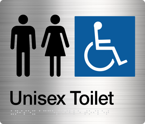 Unisex Toilet Sign (Silver/Black)