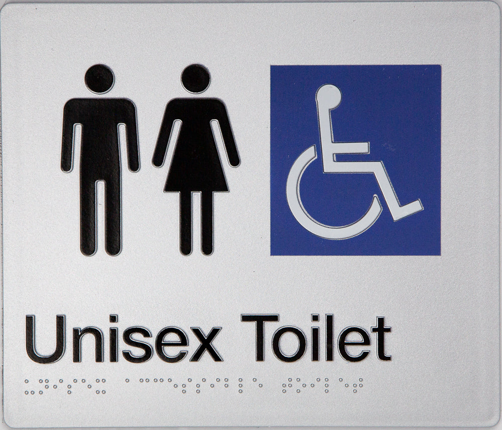Unisex Accessible Toilet Sign (Silver/Black) Unisex Accessible Toilet Sign (Silver/Black)