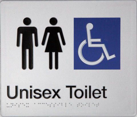 Unisex Toilet LH Braille Sign (Silver/Black)