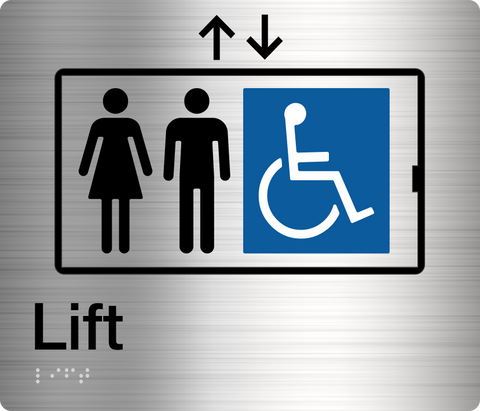 Lift Sign (Blue) With Braille
