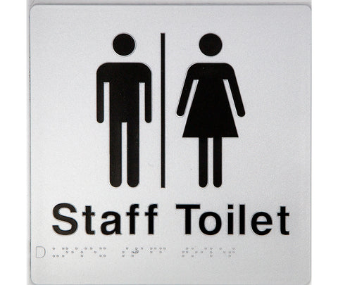 Unisex Toilet & Shower Sign (Silver) 3 Icons