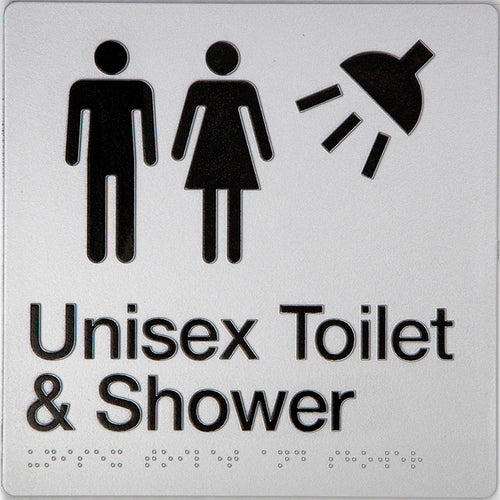 Unisex Toilet & Shower Sign (Silver) 3 Icons - IMG 2