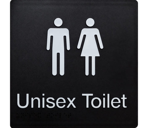 Unisex Toilet RH Braille Sign (Silver/Black)