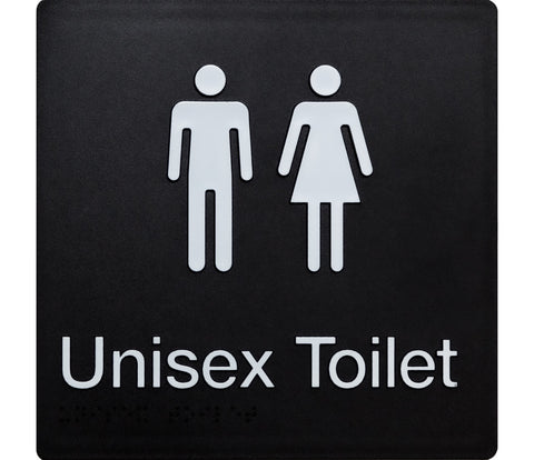 Unisex Ambulant Toilet Sign 2 Icons (Silver/Black)