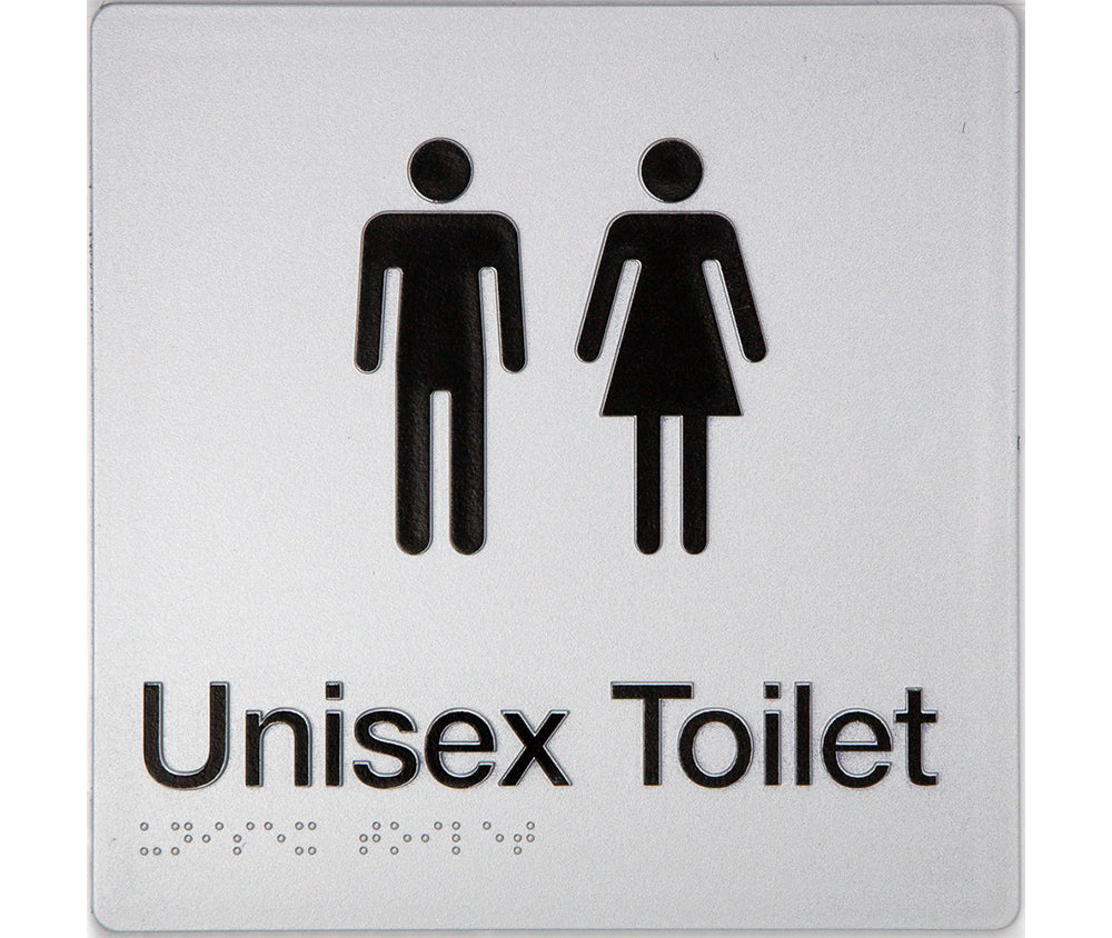 Unisex Toilet Sign (Silver/Black) Unisex Toilet Sign (Silver/Black)