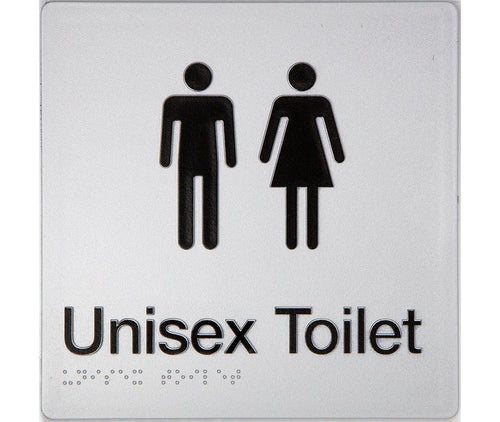 stainless steel braille unisex toilet sign