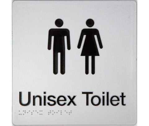 Unisex Accessible Toilet Sign (Silver/Black)