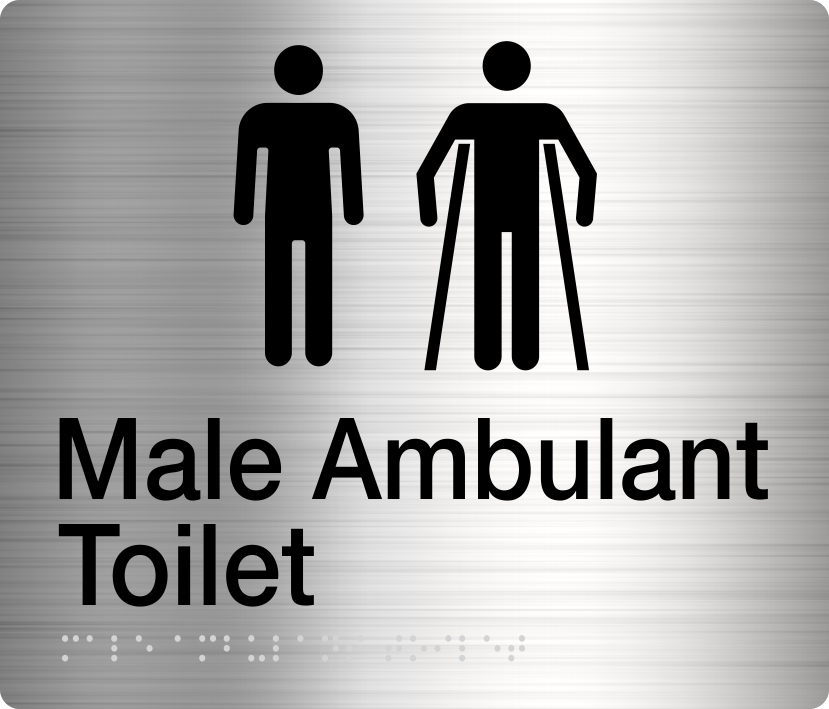 Male Ambulant Toilet Sign (Stainless Steel) Two Icons Male Ambulant Toilet Sign (Stainless Steel) Two Icons