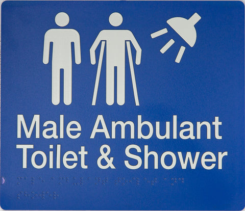 Male Ambulant Toilet Sign With Braille (Silver/Black)