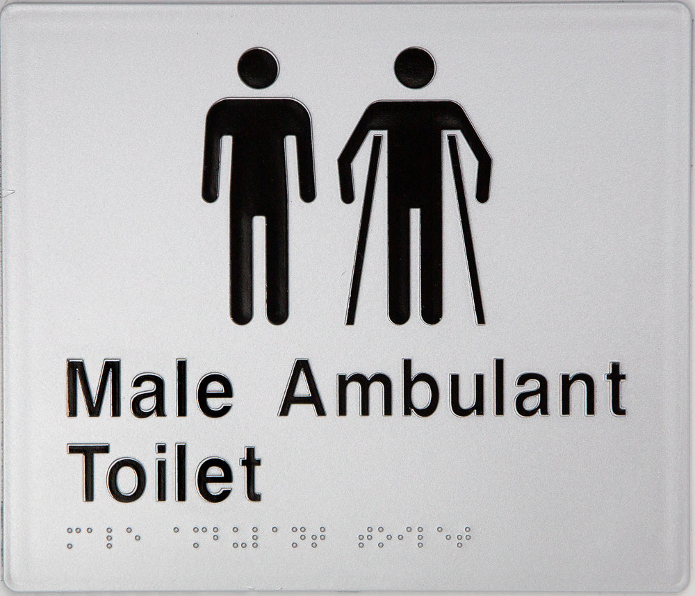 Male Ambulant Toilet Sign With Braille 2 Icons (Silver) Male Ambulant Toilet Sign With Braille 2 Icons (Silver)