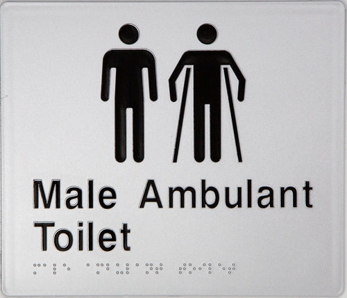 male ambulant toilet sign in silver