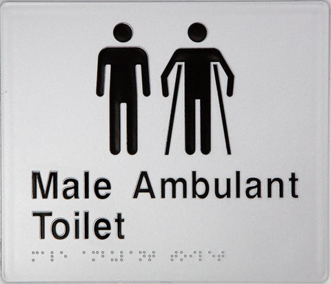 Unisex Ambulant Toilet Sign 2 Icons (Silver/Black)