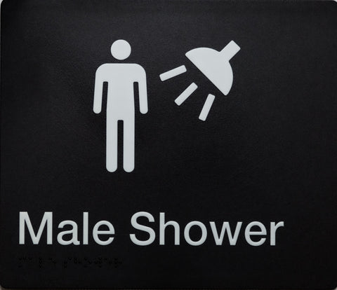 Male Toilet & Shower Sign (Silver)