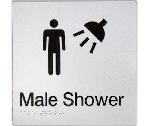 Unisex Toilet RH & Shower Sign (Silver/Black)