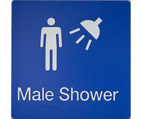 Unisex Toilet LH & Shower Sign (Blue/White)