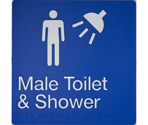 Male Toilet LH & Shower Sign (Blue)