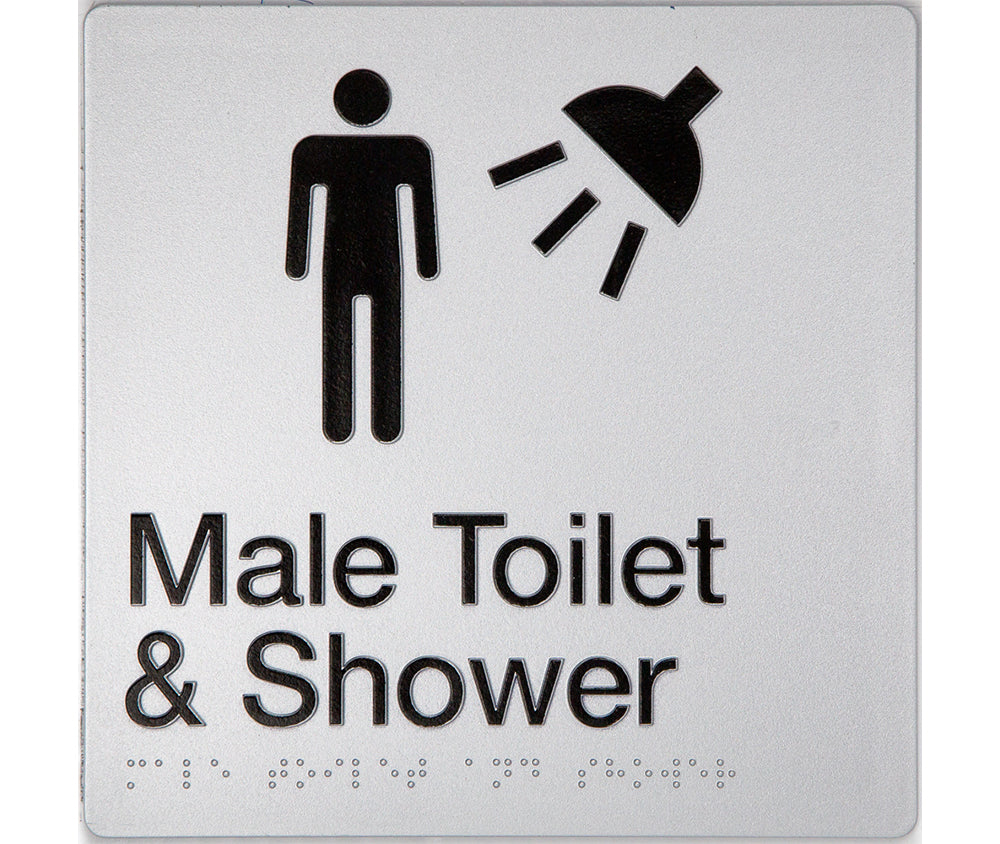 Male Toilet & Shower Sign (Silver) Male Toilet & Shower Sign (Silver)