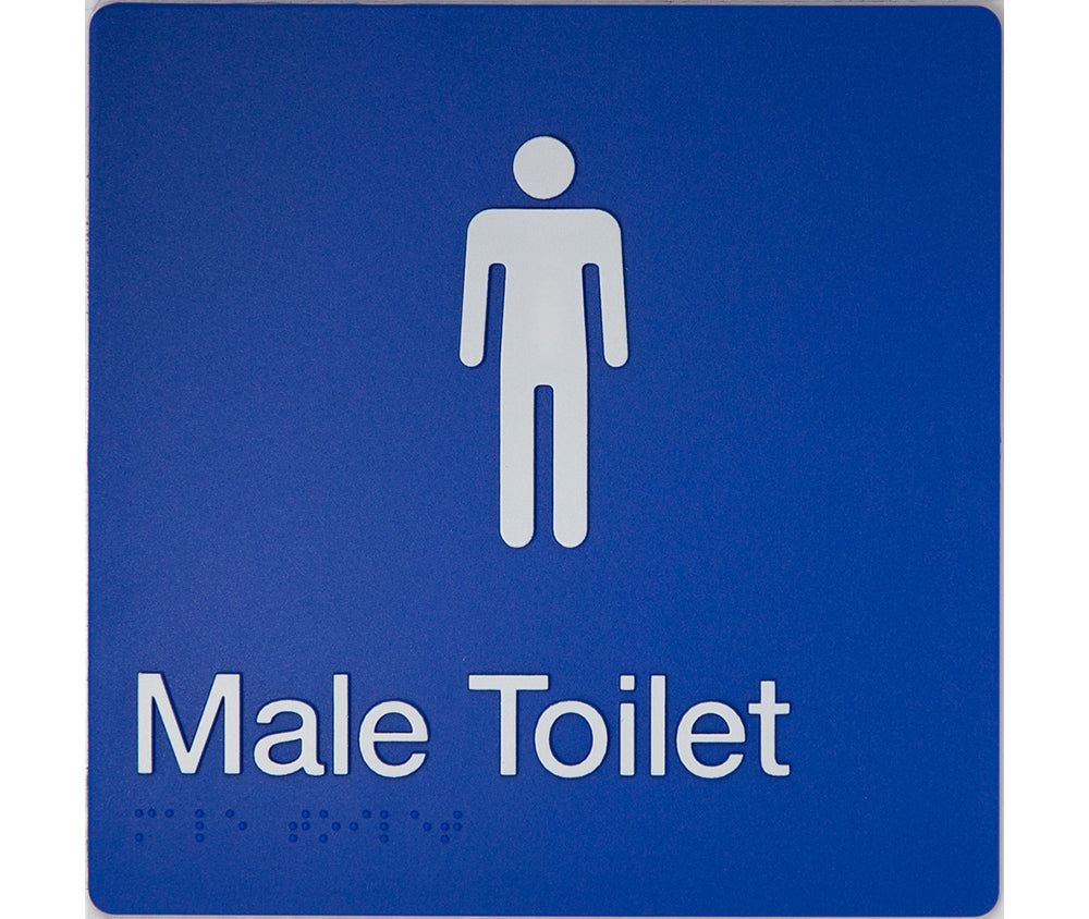 Male Toilet Sign With Braille (Blue/White) Male Toilet Sign With Braille (Blue/White)