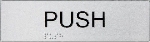 Braille Push Sign Vertical (Silver)