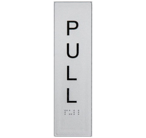 Braille Push Sign Vertical (Silver)