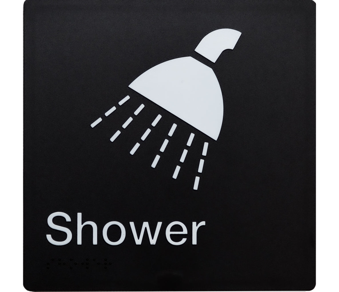 Braille Shower Sign (Black) Braille Shower Sign (Black)