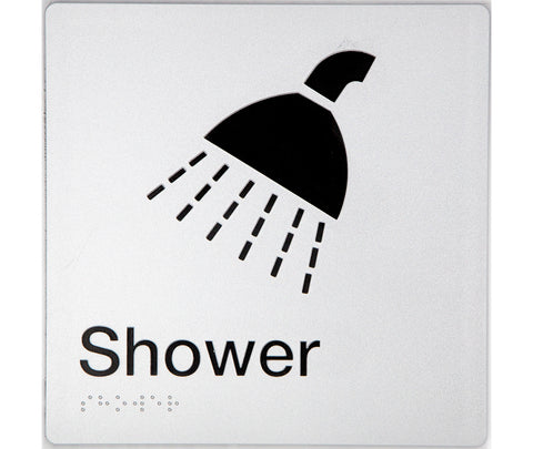 Unisex Toilet RH & Shower Sign (Silver/Black)