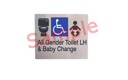 Sample Custom Braille Signs - All Gender Toilet LH and Baby Change