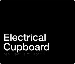 electrical cupboard sign in black