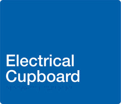 electrical cupboard sign in blue