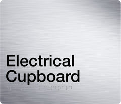 electrical cupboard sign in stainless steel