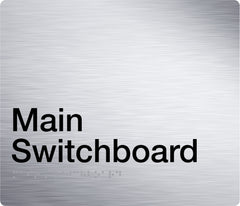 main switchboard sign in stainless steel