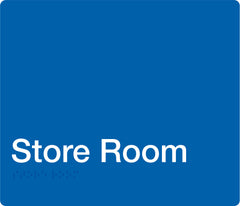 store room sign in blue