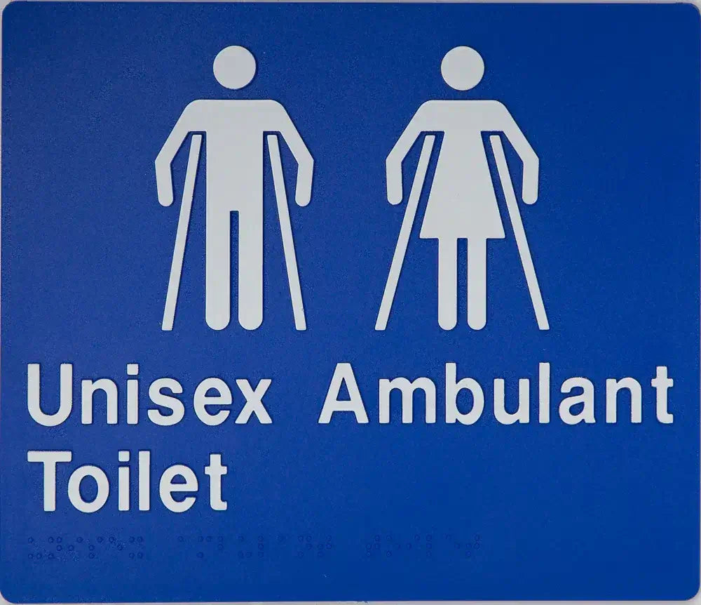 Unisex Ambulant Toilet Sign 2 Icons (Blue/White)