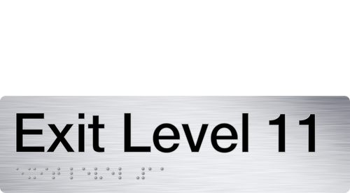 exit level 11 sign in stainless steel