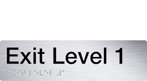 exit level 1 sign in stainless steel