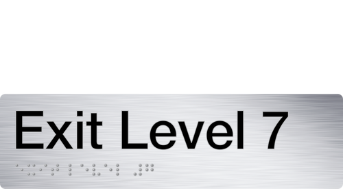 exit level 7 sign in stainless steel