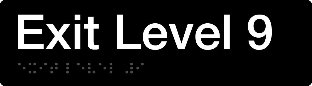 Braille Exit Sign - Level 9 (Black/White)