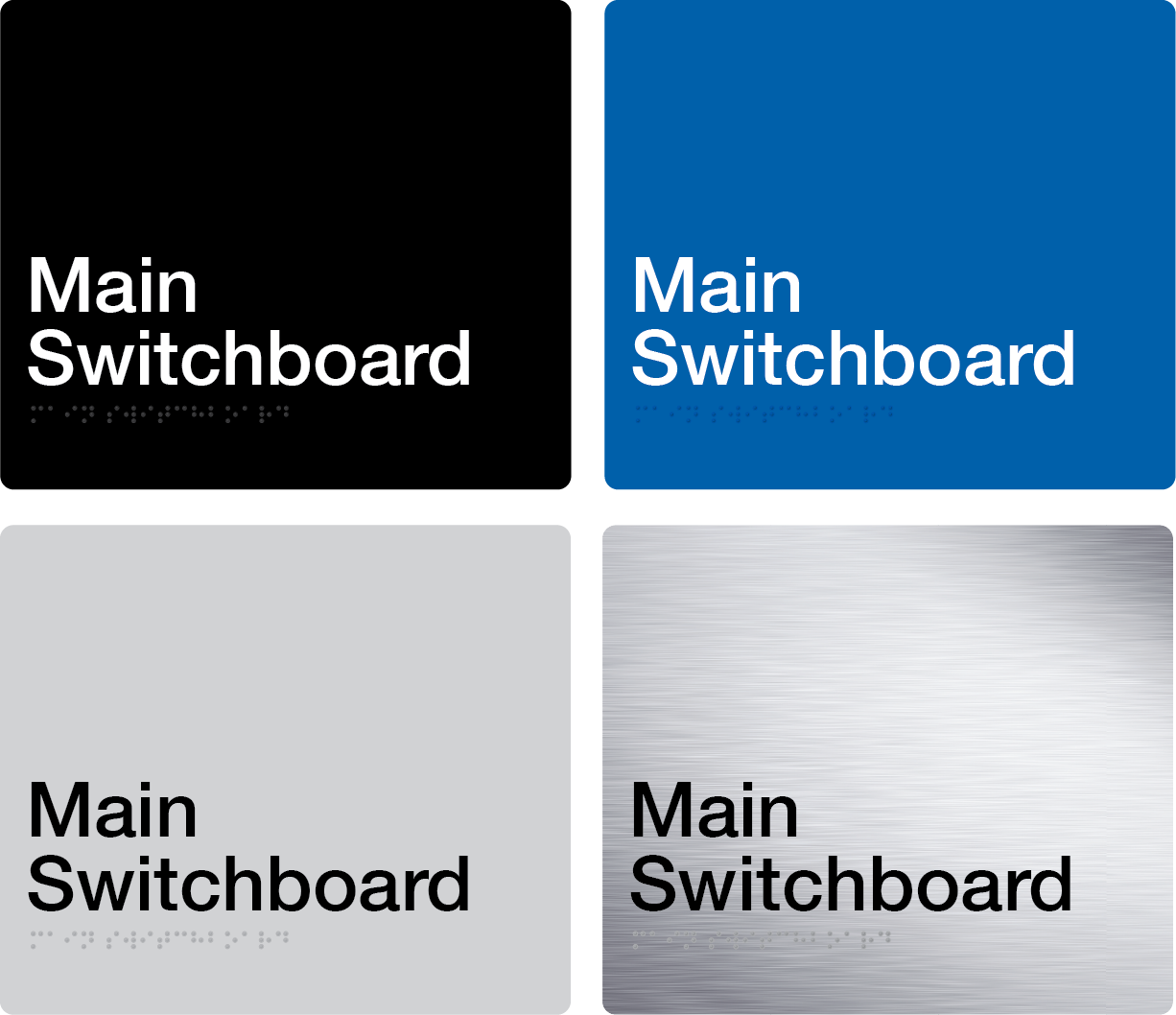 Main Switchboard Braille Signs (black, blue, silver, stainless steel ...