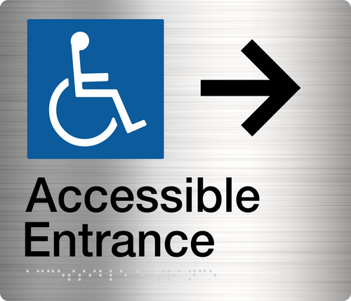 accessible entrance sign - stainless steel