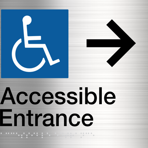 Accessible Entrance Sign (Stainless Steel) Right Arrow - IMG 3