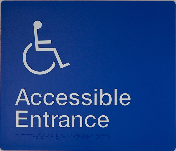 Accessible Entrance Sign (Blue) | Code Compliant Braille Signs – Tim ...