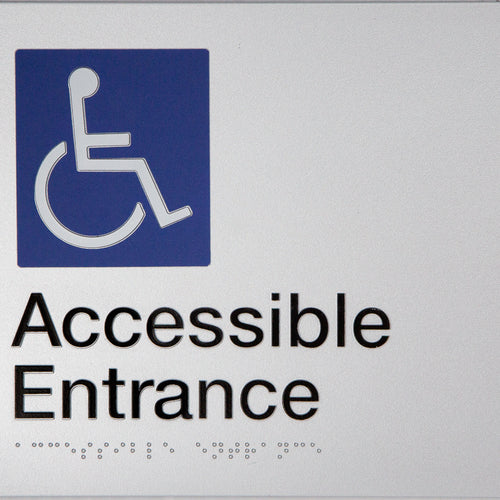 Accessible Entrance Sign (Silver) Wheelchair Icon - IMG 2