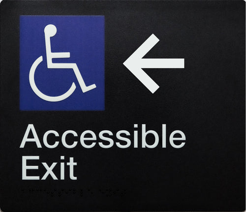 accessible exit sign left arrow
