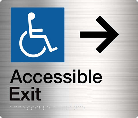 Accessible Entrance Sign (Silver) Right Arrow
