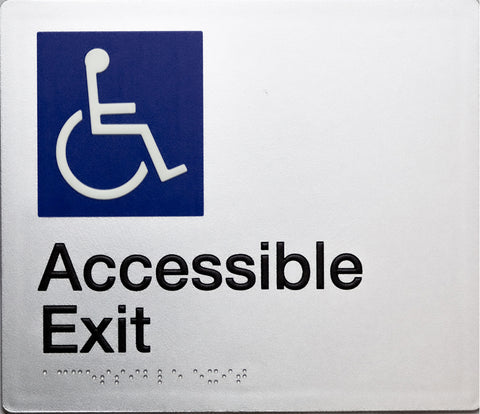 Accessible Exit Sign (Blue) Left Arrow