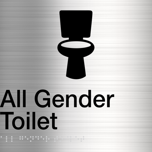 All Gender Toilet Sign (Stainless Steel) - IMG 3