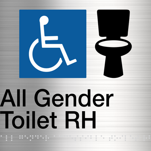 All Gender Toilet RH Sign (Stainless Steel) - IMG 3