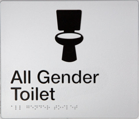 Unisex Toilet RH & Shower Sign (Silver/Black)
